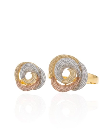 طقم سوار وخاتم بأحجار الزركون