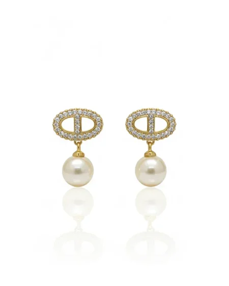 أقراط مرصعة بالزركون واللؤلؤ