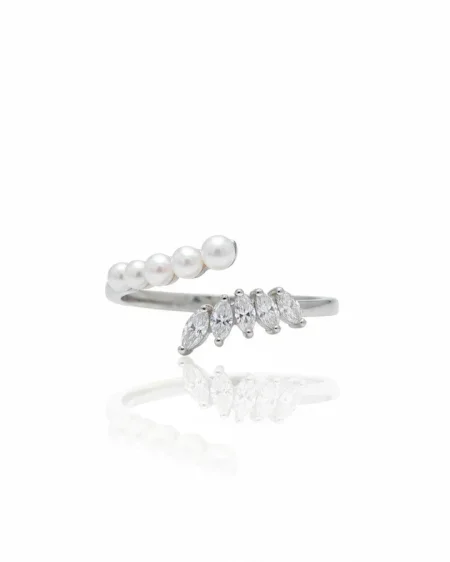 خاتم بأحجار الزركون واللولو