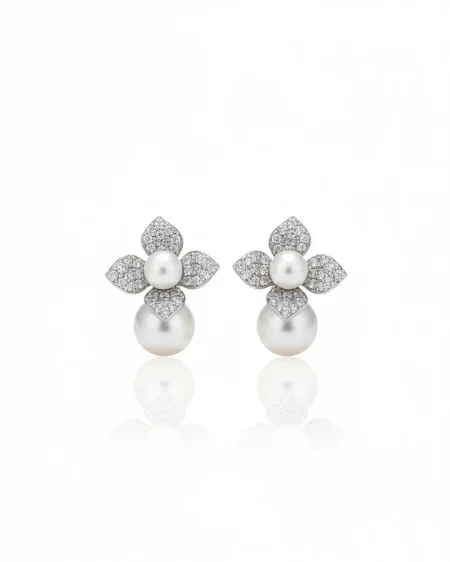 أقراط مرصعة بالزركون واللؤلؤ