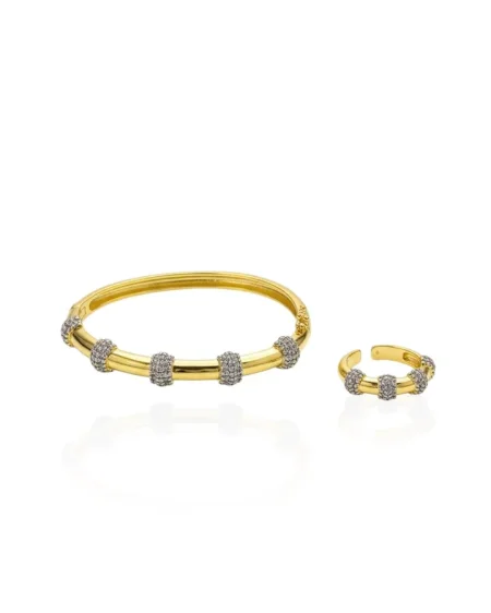 طقم اسوارة وخاتم باللون الذهبي