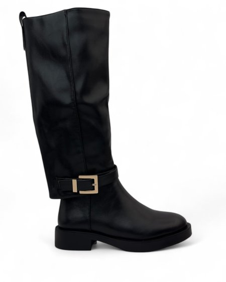 جزمة جلد ساق عالي